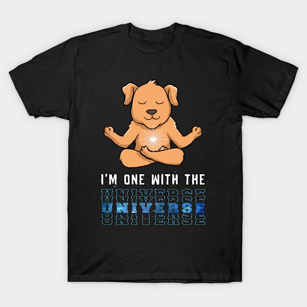 One With The Universe Yoga Namsate Good Vibes Dog T-Shirt by MADstudio47